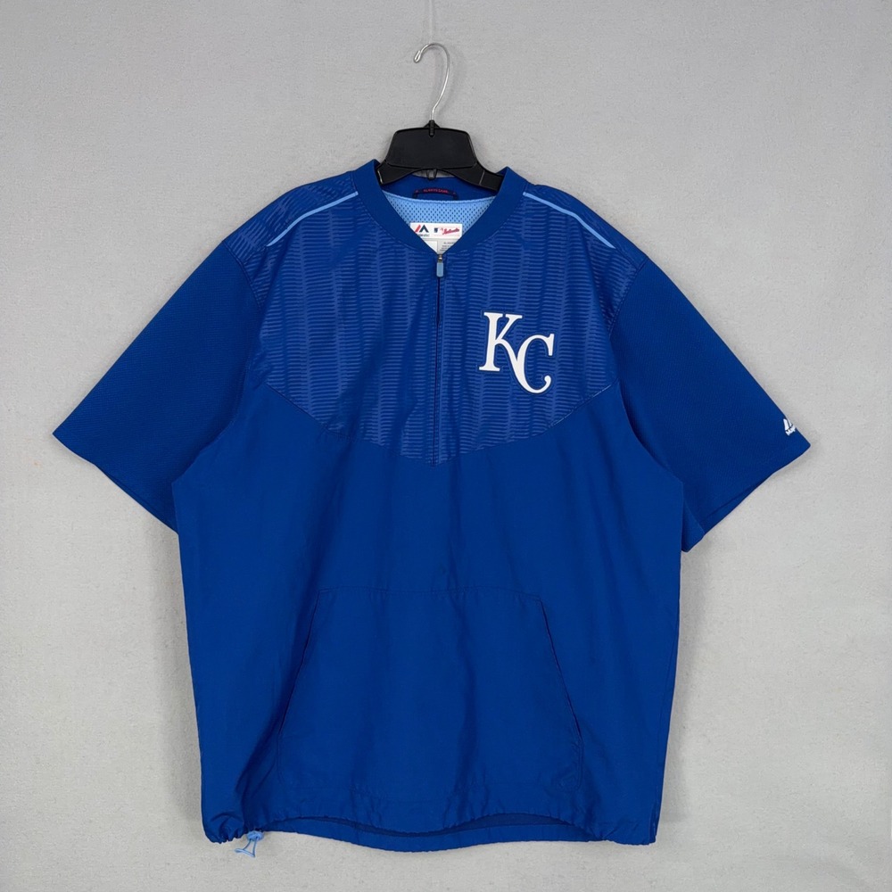 Kansas City Royals Mens XL Blue Textured Quarter Zip Pullover Baseball Majestic